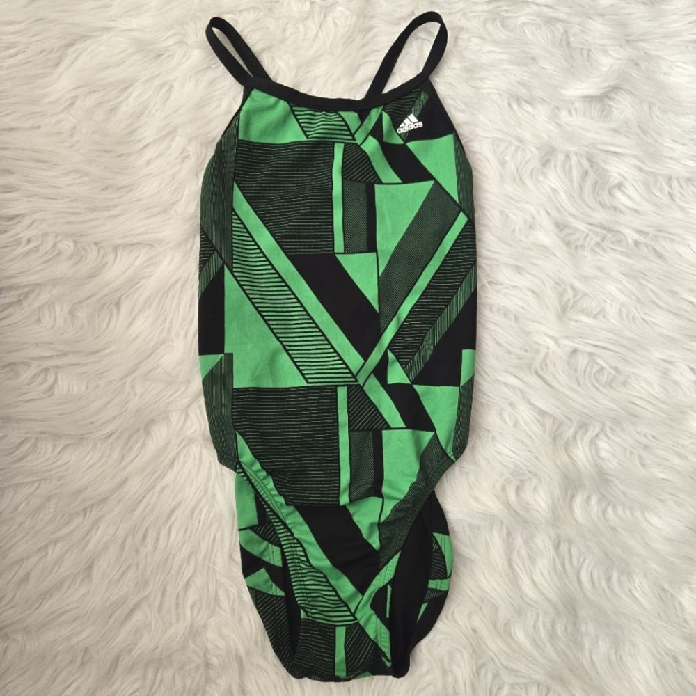 ADIDAS One Piece Swimsuit Infinitex Vortex Back Green Womens‎ 32 NWT